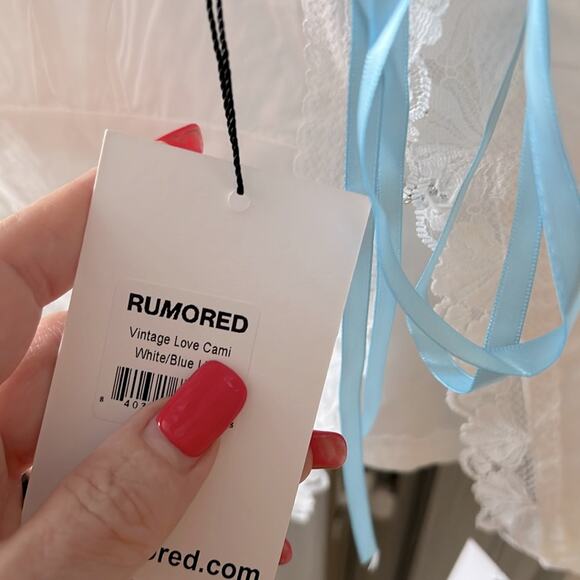 NWT REVOLVE RUMORED vintage love camisole top white w blue ribbon XS - Picture 7 of 12